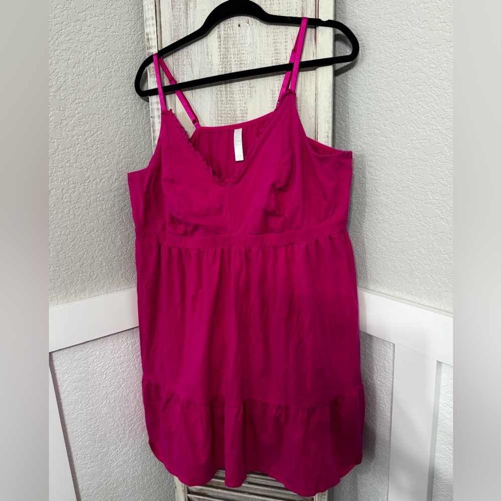 Cute!! Cacique Pink Spaghetti Strap with Ruffle Lounge Gown PJ Lingerie 26/28